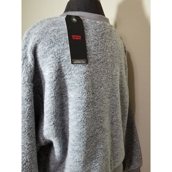 Levi's NWT Women's Sweater Pullover Fleece Crewneck Sweatshirt Size Medium Gray - Picture 8 of 12